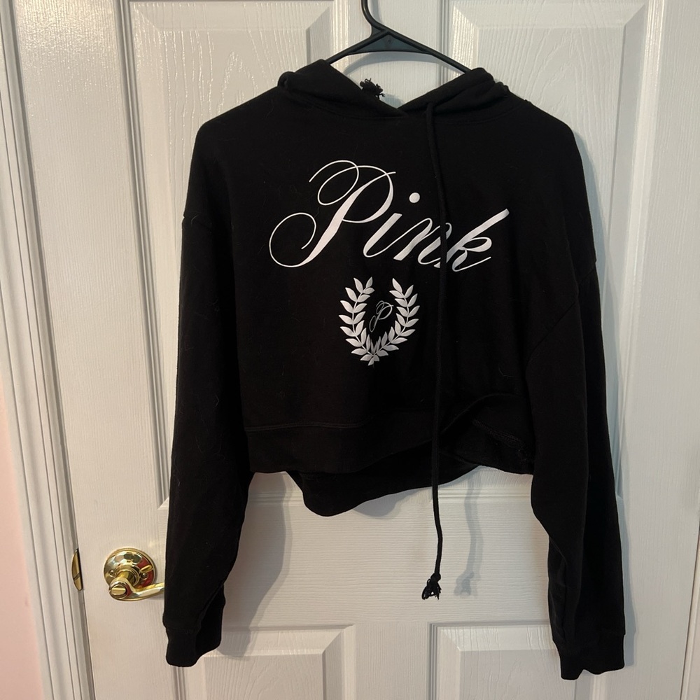 PINK Victoria's Secret Black Cropped Hoodie